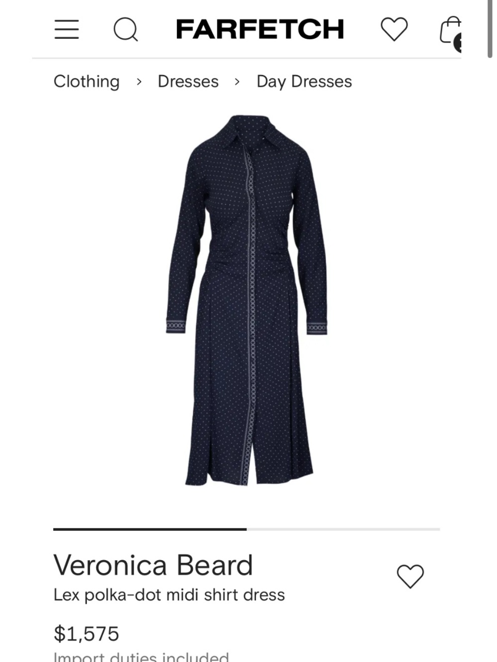 Veronica Beard Navy and White Polka-Dot Midi Shirt Dress